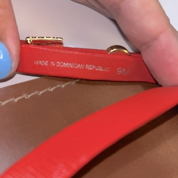 Tory Burch Masaai Red Monogram Flat Thong Patent Saffiano Size 9M final sale - Picture 6 of 11